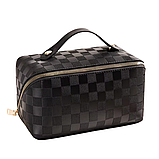 Косметичка зі штучної шкіри дорожня на блискавці, чорна, фото 2