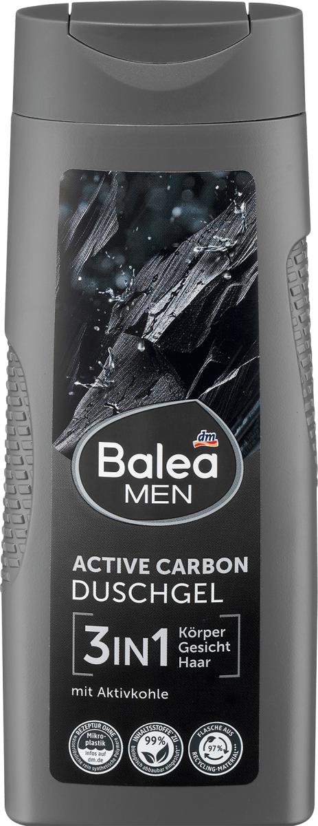 Чоловічий гель для душу 3 в 1 Balea Men Active carbon 300 мл, фото 1