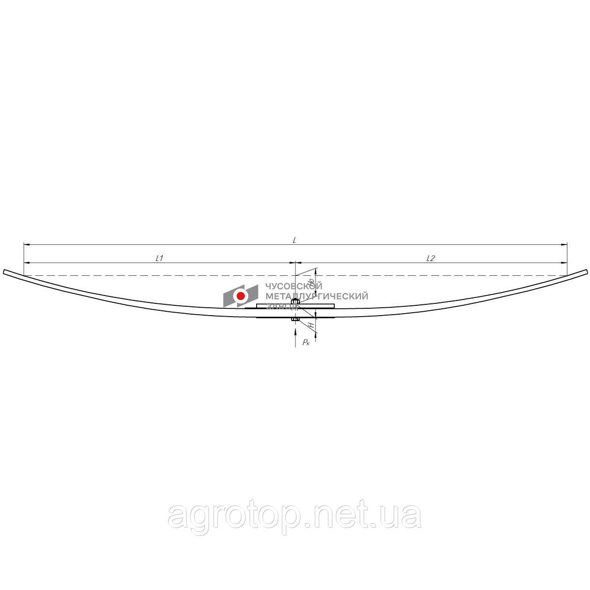 Ресора задня додаткова КАМАЗ 4308 1-лист. (ЧУС), арт. 4308-2913012-15 (шт), фото 1