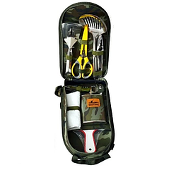 Похідний набір YB-B 9 в 1 (фляга, ножиці, шумівка, лопатка, штопор) у сумці