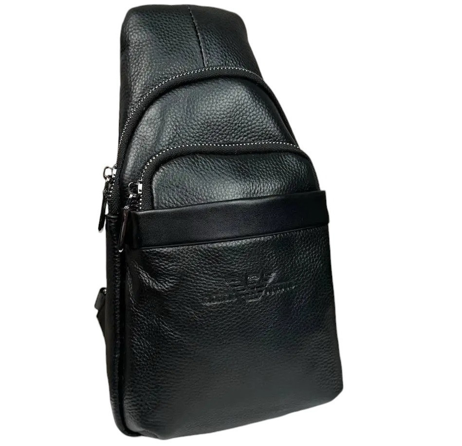 Чоловіча шкіряна сумка, слінг, тканинний ремінь, Giorgio Armani, 15*29*8 см, 931492-2, фото 1