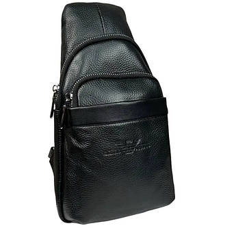 Чоловіча шкіряна сумка, слінг, тканинний ремінь, Giorgio Armani, 15*29*8 см, 931492-2