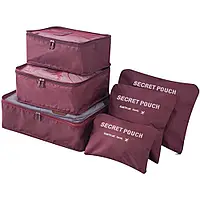 Набор дорожных органайзеров для вещей 6шт Laundry Pouch, Бордовый / Органайзеры для путешествий