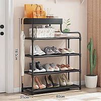 Стеллаж металлический для обуви Multifunctional Storage Shoe Rack 60х21х78 см черный Топ продаж