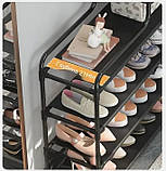 Стелаж металевий для взуття Multifunctional Storage Shoe Rack 60х21х78 см чорний SV227, фото 5