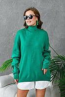 Жіночий светр гольф зеленого кольору oversize Виробник Туреччина