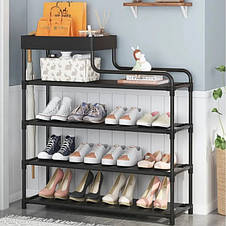 Стелаж металевий для взуття Multifunctional Storage Shoe Rack 60х21х78 см чорний YU227, фото 3