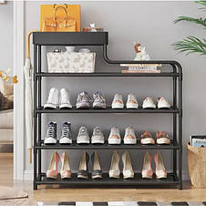 Стелаж металевий для взуття Multifunctional Storage Shoe Rack 60х21х78 см чорний YU227, фото 4