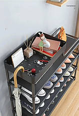Стелаж металевий для взуття Multifunctional Storage Shoe Rack 60х21х78 см чорний YU227, фото 6