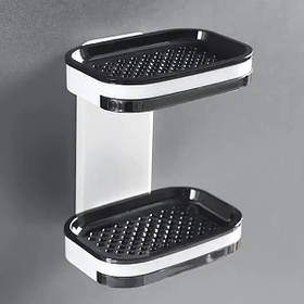 Мильниця настінна дворівнева для ванної чорна з білим SV227