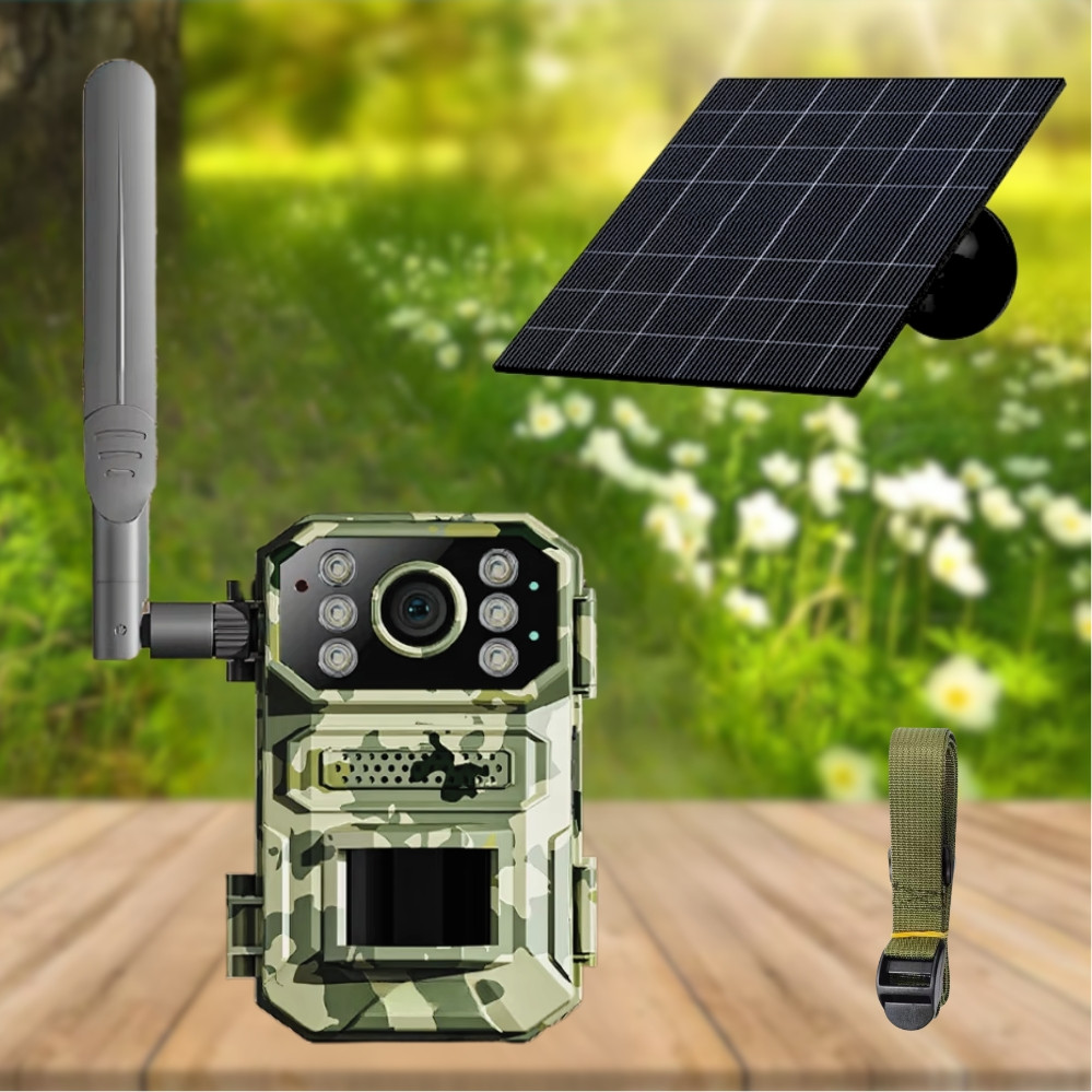 Автономна мисливська камера A8 4G із сонячною панеллю нічним баченням та датчиком руху PIR портативна, фото 1