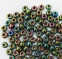 Бісер чеський Preciosa Для біжутерії перлиновий ірис розмір 2 / 59155 Зелений Упаковка 5 грам