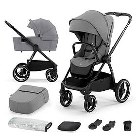 Коляска універсальна 2в1 Kinderkraft Nea Platinum Grey (знімна люлька, кошик) Сіра