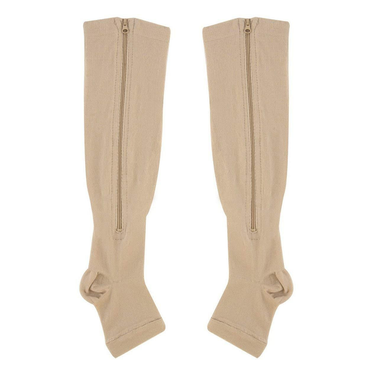 Панчохи компресійні Zip-up Compression Socks, розмір L/XL, Коричневі, гольфи компресійні від варикозу