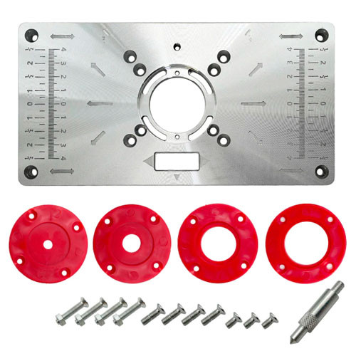 Пластина для фрезерного столу 235x120x8мм зі змінними кільцями алюміній (005903), фото 1