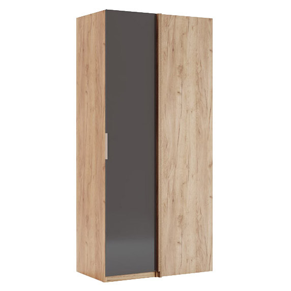 Сучасна однодверна розпашна кутова шафа 100 см для одягу в спальню кімнату Луна Миро-Марк дуб крафт