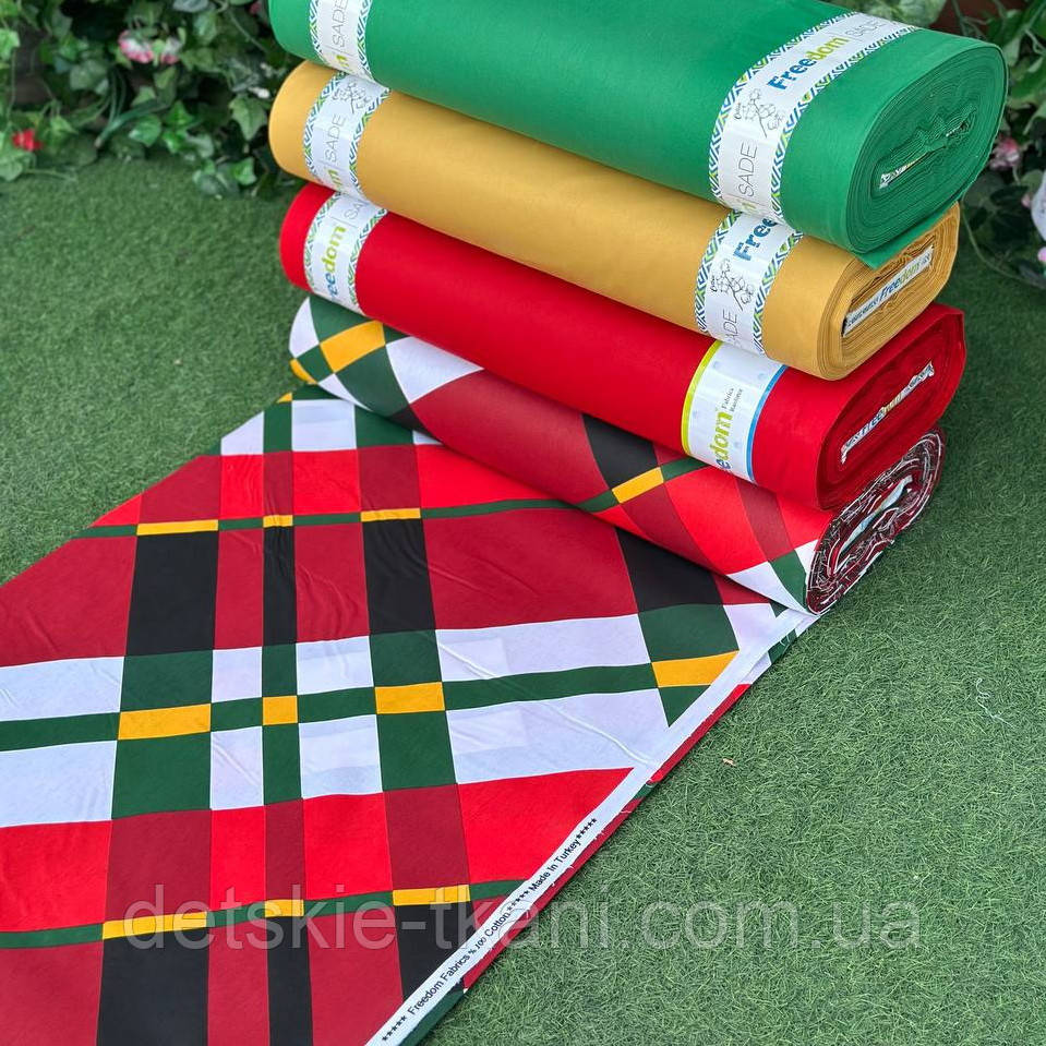 Тканина ранфорс оптом "Крупна червона клітинка" (рулонами), фото 1