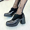 Туфлі жіночі на широкому стійкому каблуці, натуральна шкіра і замша, фото 4