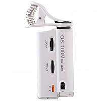 Міні мікроскоп NO.OS-100W з прищіпкою для мобільного пристрою, 60-100 кратне збільшення, підсвічування + UV (3AG13)