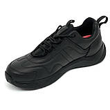 Чоловічі чорні шкіряні кросівки на шнурівці Міда 111978(16) розмір 40, фото 8