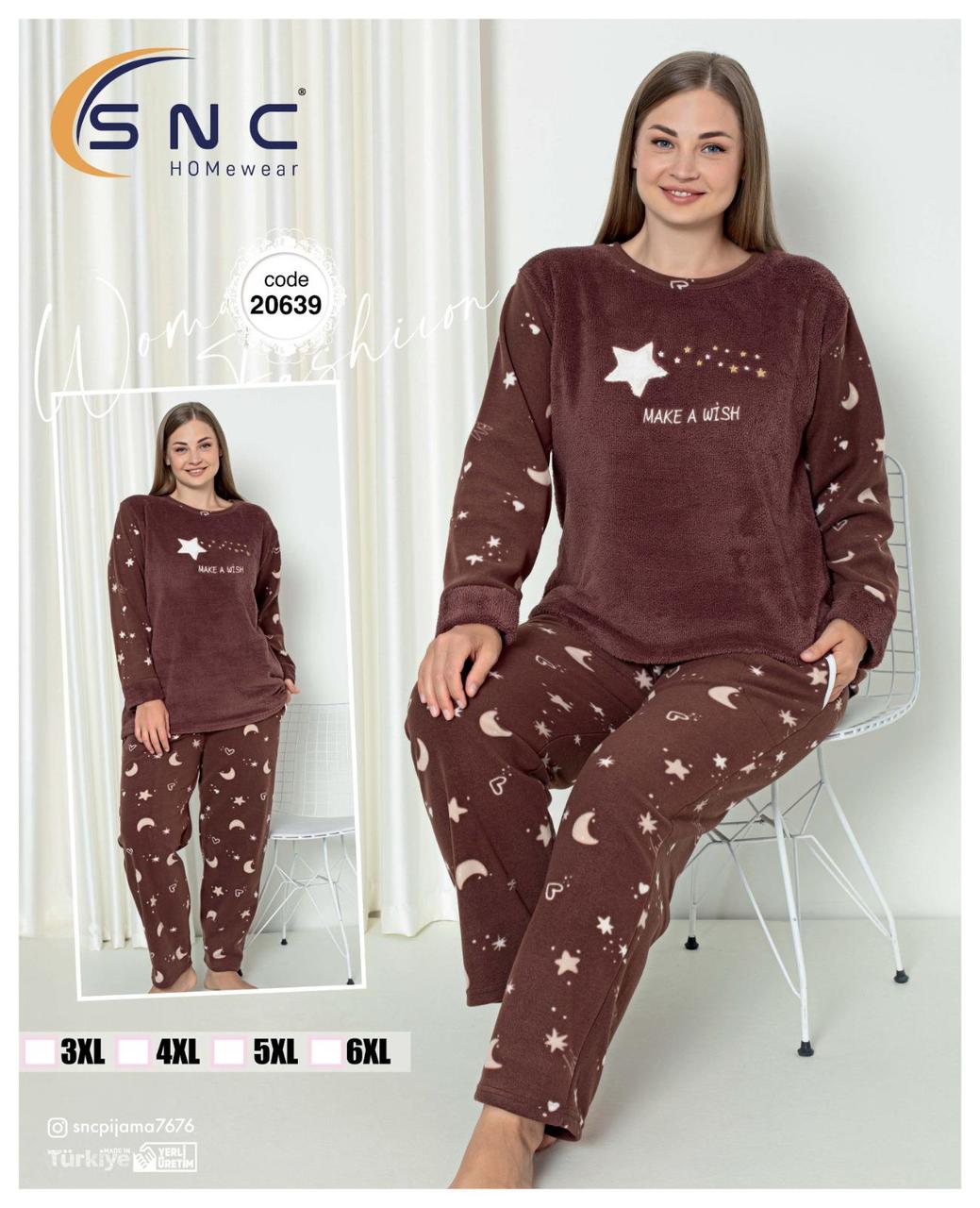 Махрова жіноча піжама великих розмірів фліс Туреччина, фото 1