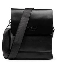Сумка чоловіча чорна на три відділи на плече спереду кишеня середня штучна шкіра Dr. Bond 333-2, фото 3