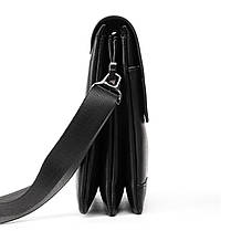 Сумка чоловіча чорна на три відділи на плече спереду кишеня середня штучна шкіра Dr. Bond 333-2, фото 4