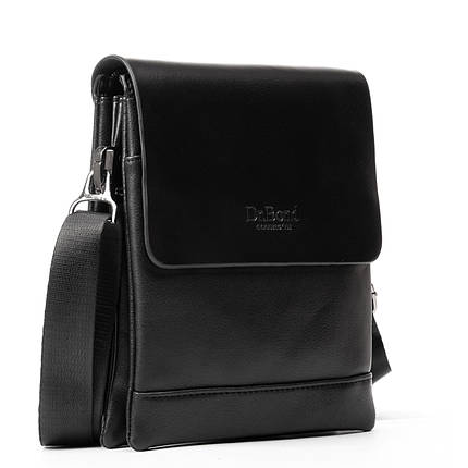 Сумка чоловіча чорна на три відділи на плече спереду кишеня середня штучна шкіра Dr. Bond 333-2, фото 1