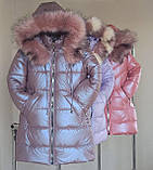 Тепла зимова куртка пальто на дівчаток 6-12 років Довгий пуховик з флісовою підкладкою модна парка зима 122, фото 8