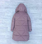Куртка пальто зимове на флісі для дівчаток від 6 років і підлітків Дитяча стьобана парка довгий пуховик зима 134, фото 4