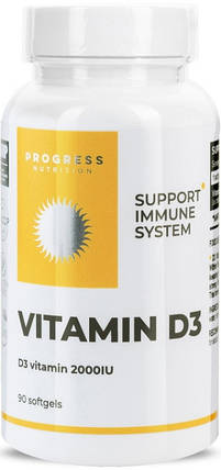 Вітамін Д3 Progress Nutrition Vitamin D3 2000IU 90 sgels, фото 1
