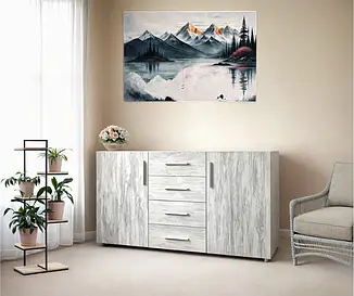 Комод із дверцятами Tobi Sho Keelin ST-0004 на 4 шухляди для вітальні, 1500х820х520 мм Бетон