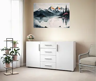 Комод із дверцятами Tobi Sho Keelin ST-0004 на 4 шухляди для вітальні, 1500х820х520 мм Білий