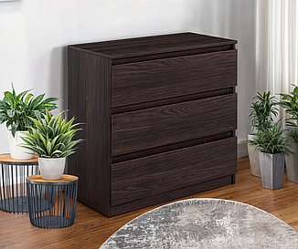 Комод малогабаритний Tobi Sho Caroll T-214 на 3 шухляди для вітальні, спальні 800х760х400 мм Венге
