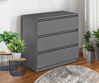 Комод малогабаритний Tobi Sho Caroll T-214 на 3 шухляди для вітальні, спальні 800х760х400 мм Антрацит
