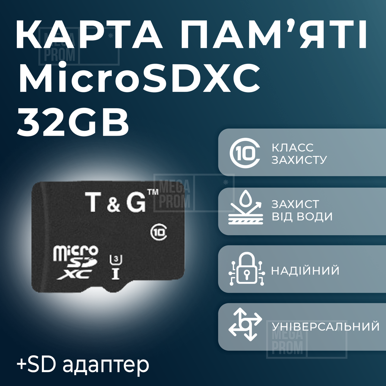 Картка пам'яті MicroSDXC 32 GB UHS-I Class 10 T&G + SD adapter