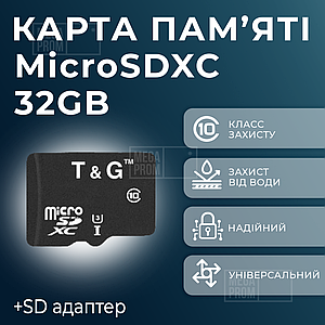 Картка пам'яті MicroSDXC 32 GB UHS-I Class 10 T&G + SD adapter