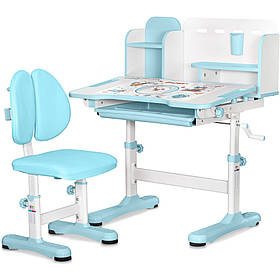 Дитячий зростаючий столик парта і стілець для учнів у дитячу кімнату Evo-Kids BD-28 Panda BL