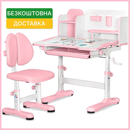 Шкільна регульована по висоті стіл парта і стілець для дітей Evo-Kids BD-28 Panda PN, фото 1