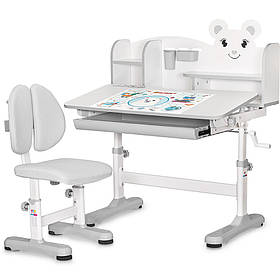 Учнівська стіл парта растішка зі стільчиком трансформер для дітей Evo-Kids BD-29 Panda XL