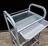 Візок косметолога з лотком ST-041 косметологічний столик для нарощування вій на 3 полиці скло, фото 4