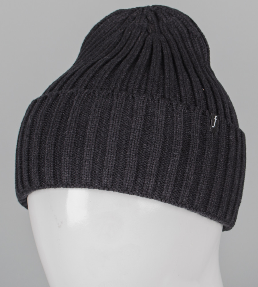 Кашемірова одинарна шапка з відворотом (240501), Чорний, фото 1