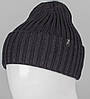 Кашемірова одинарна шапка з відворотом (240501), Чорний, фото 2