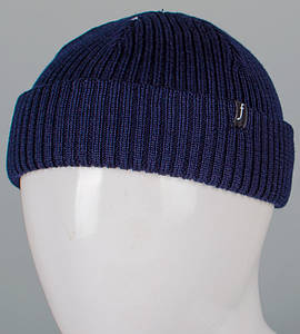 Шапка-біні з відворотом, полушерсть  (241033), Темно-синій