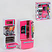 Ігровий набір міні Кухня посуд продукти Дитяча кухонна техніка холодильник духова шафа мікрохвильова піч плита світло, фото 10