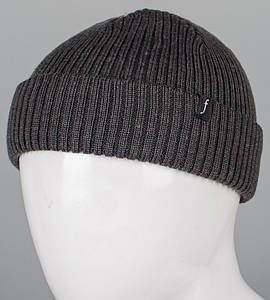 Шапка-біні з відворотом, полушерсть  (241033), Антрацит