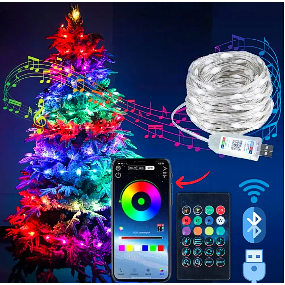 Розумна світлодіодна гірлянда, Smart роса RGB, гірлянда роса