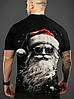 Чорна чоловіча новорічна футболка Санта. Стильна новорічна футболка, фото 2