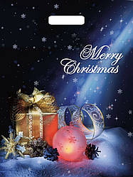 Новорічний пакет із прорізною ручкою 27*35 см ламінований 25 шт.