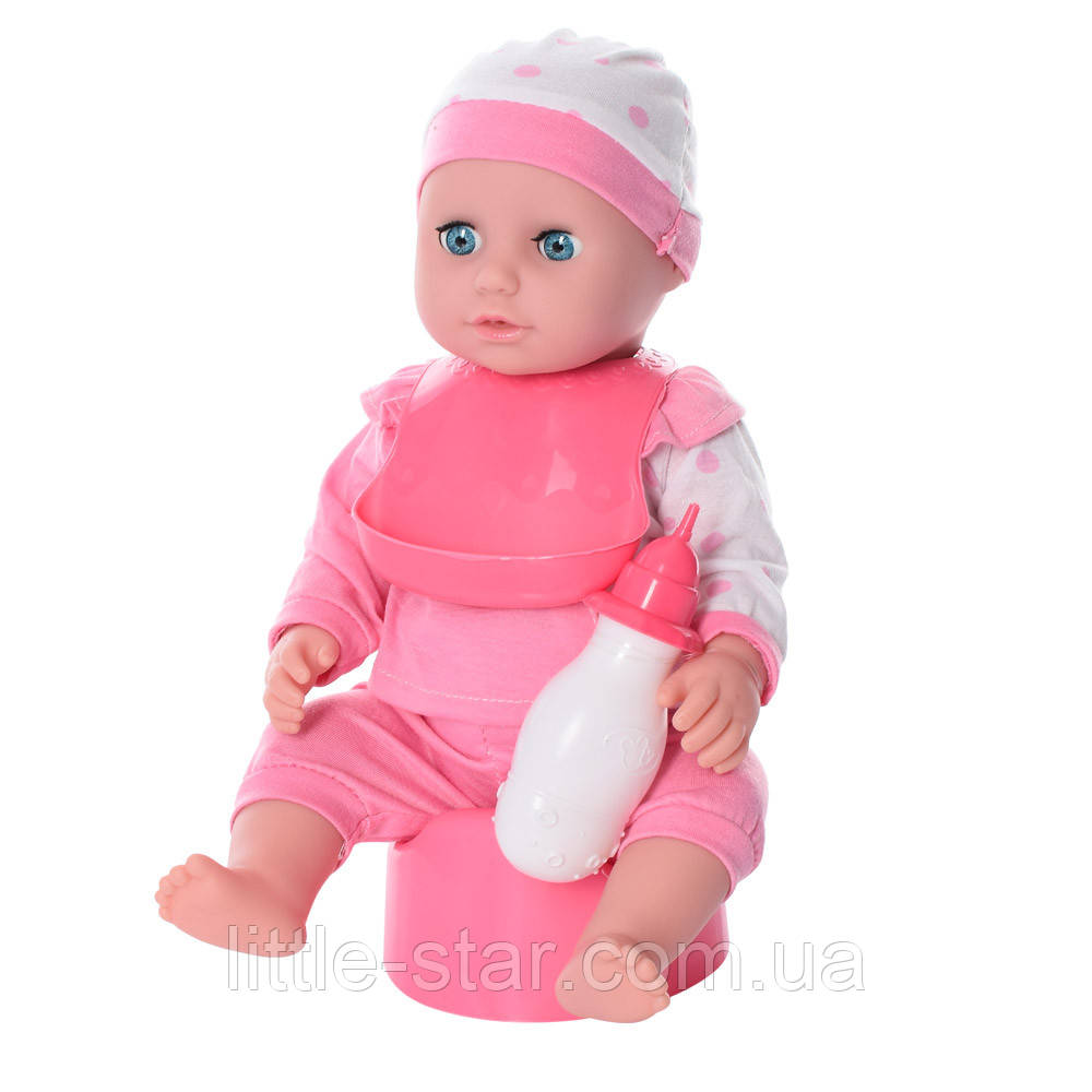 Лялька-пупс інтерактивна 34 см, 5 функцій, горщик, пляшечка